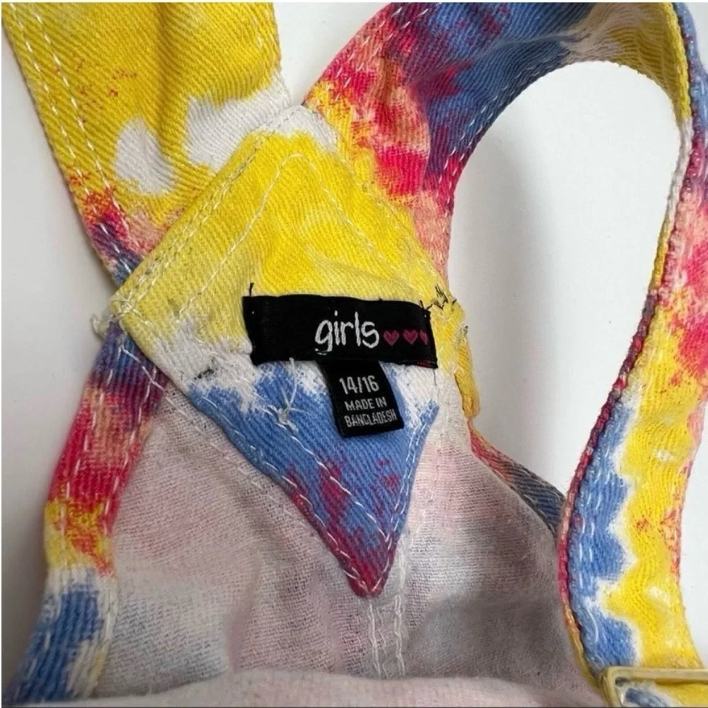Girls' Vibrant Tie-Dye Overalls